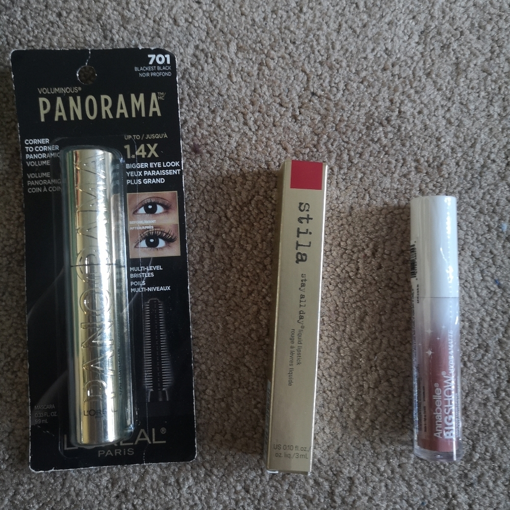 Brand New Set Stila, Anabelle Liquid Lipstick and L'Oreal Mascara Set